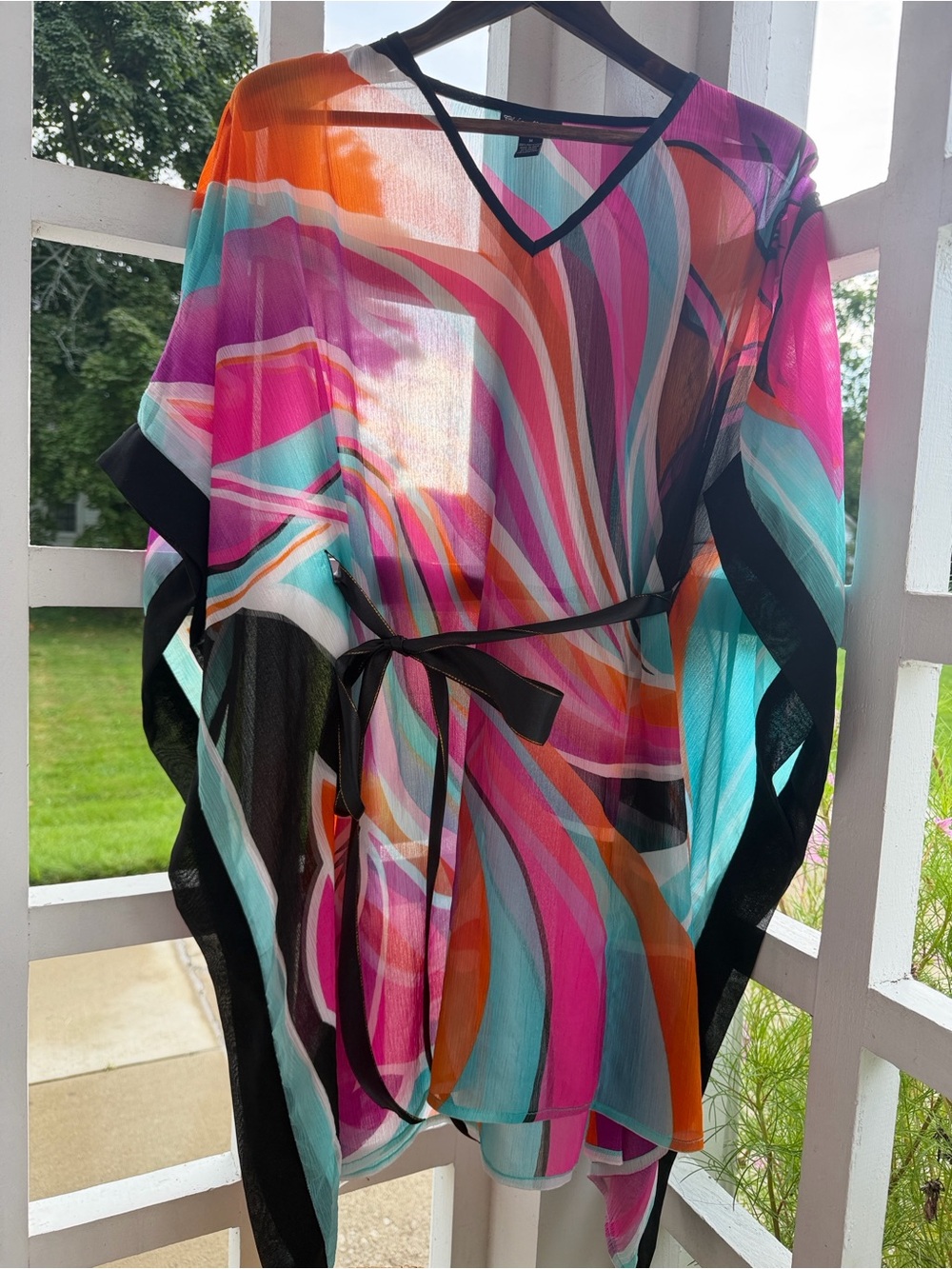 Club Z Collection Swirl V-Neck Kaftan Top /Swim Coverup